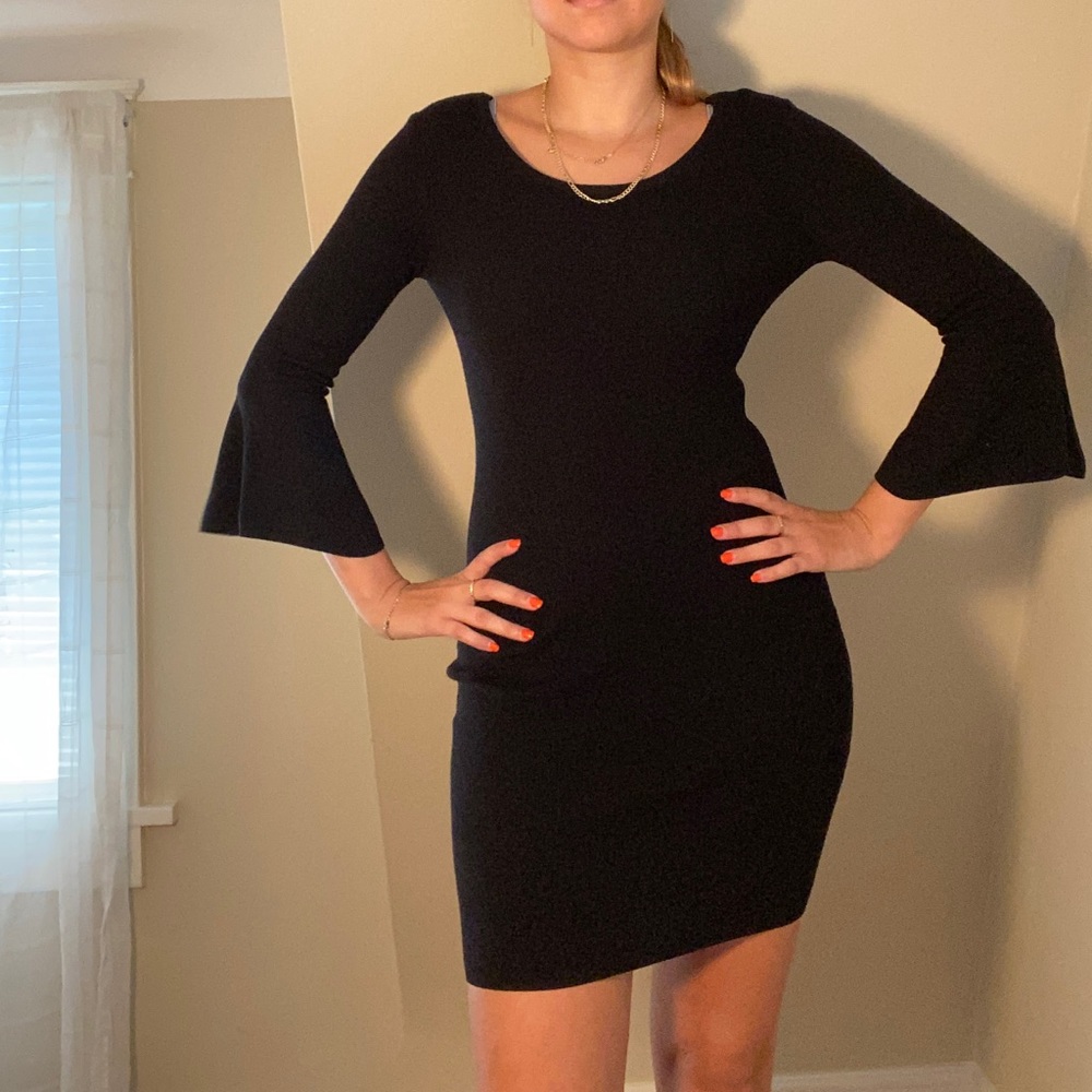 A. L. C. Black fitted dress with wide cute sleeves